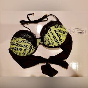 NWT beach bunny sequin lace push up bikini top large